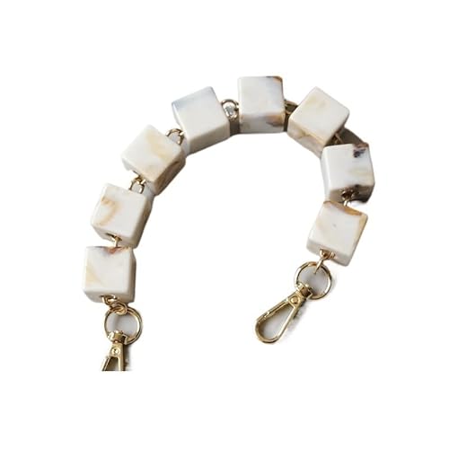 ZAJYZZF Handtaschenkette Damentaschenzubehör Weiß Beige Acrylharz Quadratische Perlen Teile Handgefertigtes Armband Damen Ersatztaschengriffkette Taschenkette (Farbe: Rosa 30CM)(Beige 30cm) von ZAJYZZF