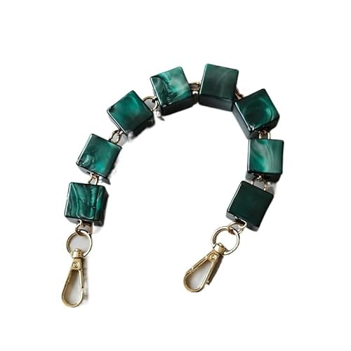 ZAJYZZF Handtaschenkette Damentaschenzubehör Weiß Beige Acrylharz Quadratische Perlen Teile Handgefertigtes Armband Damen Ersatztaschengriffkette Taschenkette (Farbe: Rosa 30CM)(Green 30cm) von ZAJYZZF