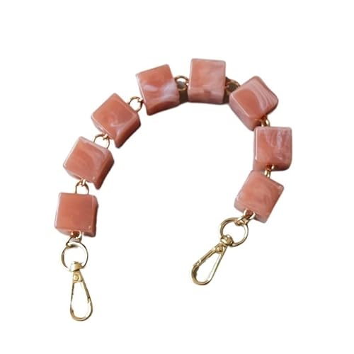 ZAJYZZF Handtaschenkette Damentaschenzubehör Weiß Beige Acrylharz Quadratische Perlen Teile Handgefertigtes Armband Damen Ersatztaschengriffkette Taschenkette (Farbe: Rosa 30CM)(Pink 30cm) von ZAJYZZF