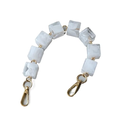 ZAJYZZF Handtaschenkette Damentaschenzubehör Weiß Beige Acrylharz Quadratische Perlen Teile Handgefertigtes Armband Damen Ersatztaschengriffkette Taschenkette (Farbe: Rosa 30CM)(White 30cm) von ZAJYZZF