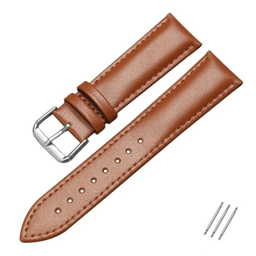 ZAJYZZF Leder-Uhrenarmbänder 12 13 14 15 16 17 18 19 20 21 22 23 24 mm Uhrenarmband for Männer und Frauen Ersatz-Handgelenksgürtel(Light Brown,18mm) von ZAJYZZF