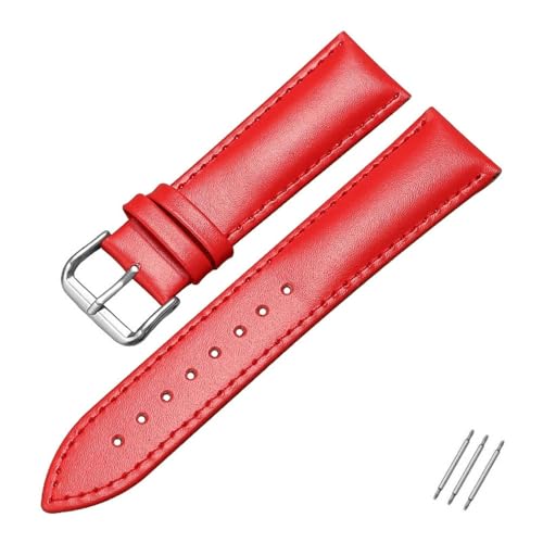 ZAJYZZF Leder-Uhrenarmbänder 12 13 14 15 16 17 18 19 20 21 22 23 24 mm Uhrenarmband for Männer und Frauen Ersatz-Handgelenksgürtel(Red,18mm) von ZAJYZZF