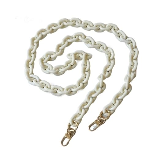 ZAJYZZF Zubehörteile for Damenhandtaschen, weiß, schwarz, beige, Harzkette, luxuriöser orangefarbener Riemen, Damen-Schulter, niedliche Clutch-Ketten, Taschenkette (Farbe: Weiß, 84 cm)(White 120 cm) von ZAJYZZF