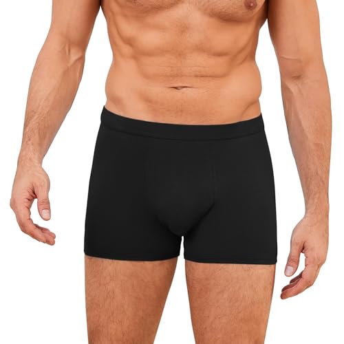 ZAKASA Bambus Boxershorts Herren Unterwäsche: Unterhosen Retroshorts Boxer Shorts Männer Weich Elastisch Atmungsaktiv Schlafen Schwarz XXL 1 Pack von ZAKASA