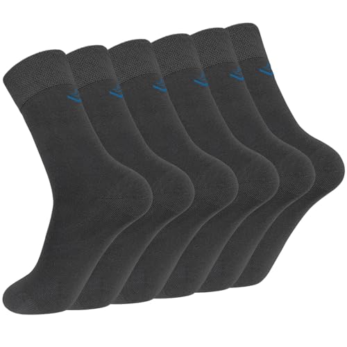ZAKASA Bambus Socken Herren Business: Anti Schweiß Anzug Socken Männer Bambus Gegen Schweißfüße Weich Atmungsaktive Antibakterielle Geruchshemmend EU 43-46 Dunkelgrau-6 Paare von ZAKASA