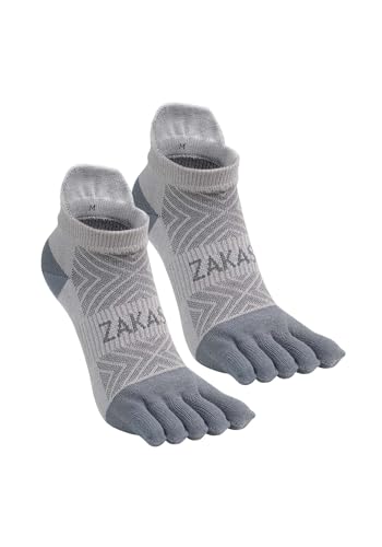 ZAKASA Coolmax Zehensocken Herren Sneakersocken: Kurz Fünf Finger Socken Männer Atmungsaktive Anti Schweiß Socken Sportsocken für Laufen Running Wandern Fitness 43-46 Grau-1 Paar von ZAKASA