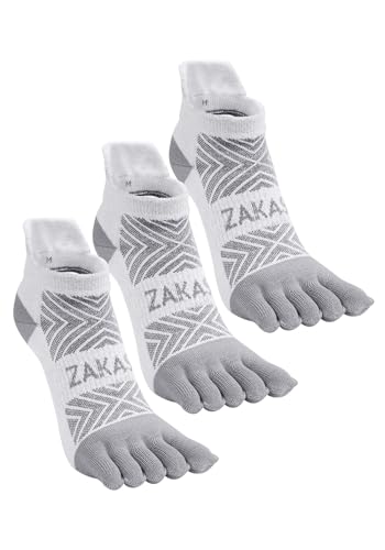 ZAKASA Coolmax Zehensocken Herren Sneakersocken: Kurz Fünf Finger Socken Männer Atmungsaktive Anti Schweiß Socken Sportsocken für Laufen Running Wandern Fitness 43-46 Weiß-3 Paare von ZAKASA