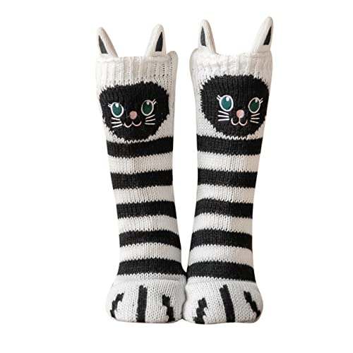 ZAKASA Damen Hüttensocken Wintersocken Haussocken: Kuschelsocken Stoppersocken Warme Dicke Socken mit Innenfrottee ABS Antirutschsohle Lustiges Tiermuster EU 35-41 Siamesische Katze 1 Paar von ZAKASA