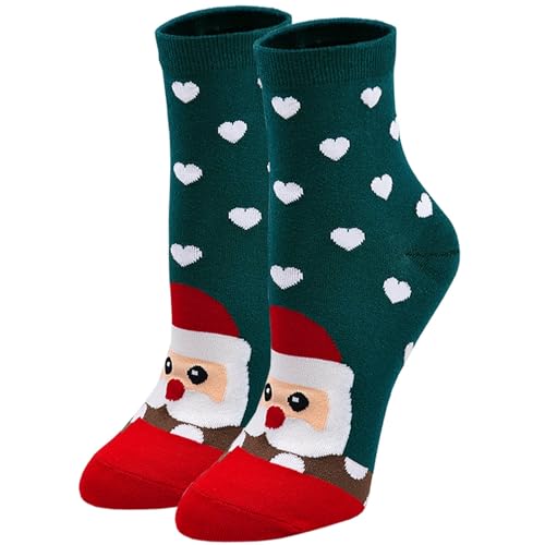 ZAKASA Damen Weihnachtssocken Kuschelsocken Baumwoll: Bunte Sportsocken Festliche Socken mit Weihnachtsmann Motiv Neuheit Christmas Socken Neujahr Geschenk für Frau EU 35-41 Weihnachten-B, 1 Paare von ZAKASA