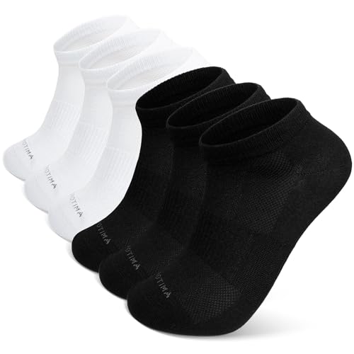 ZAKASA Herren Sneakersocken Sportsocken Bambus: Füßlinge mit Atmungsaktive Mesh Dünne Knöchelsocken Halbsocken Fußgewölbestütze für Fitness Größe 47-50 Farbenmix 6 Paare von ZAKASA