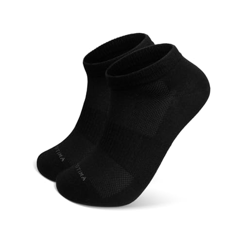 ZAKASA Herren Sneakersocken Sportsocken Bambus: Füßlinge mit Atmungsaktive Mesh Dünne Knöchelsocken Halbsocken Fußgewölbestütze für Fitness Größe 47-50 Schwarz 1 Paar von ZAKASA
