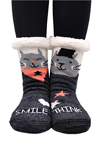 ZAKASA Kuschelsocken Für Damen mit Anti Rutsch Sohle, Warme Hausschuhe Weihnachten Socken Wintersocken, Frauen Mädchen Stoppersocken Hüttensocken von ZAKASA