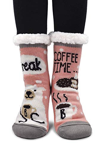 ZAKASA Kuschelsocken Für Damen mit Anti Rutsch Sohle, Warme Hausschuhe Weihnachten Socken Wintersocken, Frauen Mädchen Stoppersocken Hüttensocken von ZAKASA