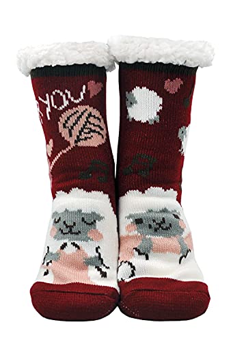 ZAKASA Kuschelsocken Für Damen mit Anti Rutsch Sohle, Warme Hausschuhe Weihnachten Socken Wintersocken, Frauen Mädchen Stoppersocken Hüttensocken von ZAKASA