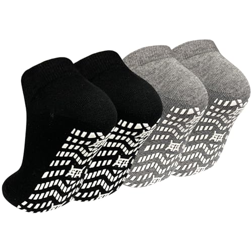 ZAKASA Rutschfeste Socken für Herren: rutschfeste Socken für ältere Menschen, Krankenhaus, Yoga, Pilates, 2 x Schwarz + 2 x Hellgrau, 41.5-44.5 EU von ZAKASA