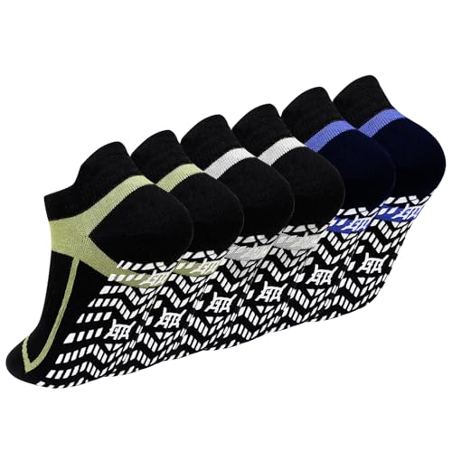 ZAKASA Rutschfeste Yoga Stoppersocken Herren: Anti Rutsch Pilates Socken with Grip Baumwolle Füßlinge Nahtloses für Trampolin Gymnastik Gym EU 39-42 Farbe 3 Paar von ZAKASA