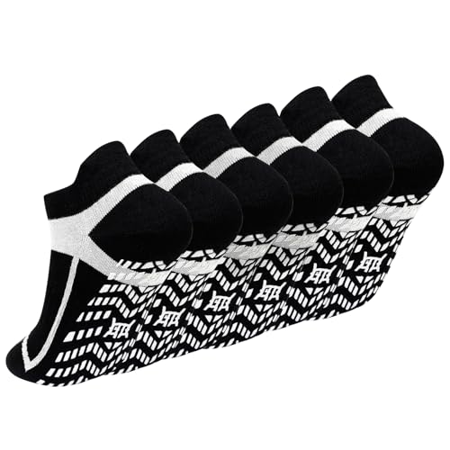 ZAKASA Rutschfeste Yoga Stoppersocken Herren: Anti Rutsch Pilates Socken with Grip Baumwolle Füßlinge Nahtloses für Trampolin Gymnastik Gym EU 39-42 Schwarz 3 Paar von ZAKASA