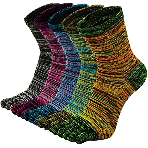 ZAKASA Zehensocken Herren Baumwolle Sportsocken: Fünf Finger Sport Socken 5 Finger Socken Laufsocken Wandersocken Trekking Sneaker Socken Männer Größe 39-44 Linie-5 Paar von ZAKASA