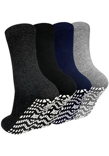 ZAKASA Stoppersocken Herren Antirutsch Socken: ABS Rutschfeste Socken Männer Anti Rutsch Socken mit Noppen Baumwolle Noppensocken Sportsocken 39-42 Klassisch-4 Paare von ZAKASA