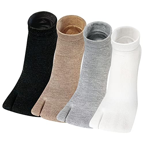 ZAKASA Tabi Socken Damen Zehensocken: Füßlinge Kurzesocken Sneaker Flip Flop Zehensocken Baumwolle Geta Socken Kurze Japanische Zwei-Zehen-Socken, Größe 35-41 Klassisch-4 Paare von ZAKASA