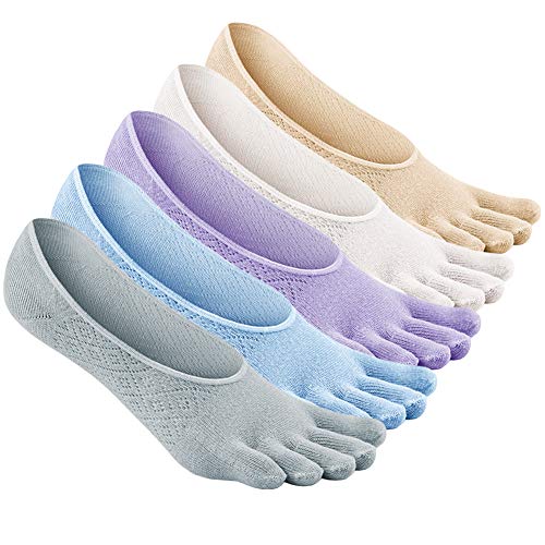 ZAKASA Zehensocken Damen 5 Paar Baumwolle Five Finger Socken für Sport Laufen Gehen Bunt Frauen Sneaker Sportsocken Atmungsaktive und Bunte EU 35-41 von ZAKASA