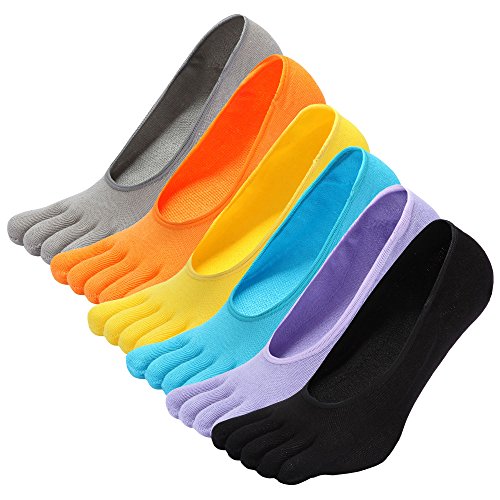 ZAKASA Zehensocken Damen 6 Paar Baumwolle Five Finger Socken für Sport Laufen Gehen Bunt Frauen Sneaker Sportsocken Atmungsaktive und Bunte EU 35-41 von ZAKASA