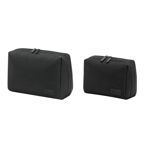 ZAKHSE Kosmetiktasche Schwarz, 2 Pack Kulturtasche Damen, Doppelreißverschluss Wide-Open Makeup Tasche mit Seitentasche und 4 Teilern, Tragbares Make up Beutel Schminktasche für Reisen Zuhause ZAKHSE Kosmetiktasche Schwarz, 2 Pack Kulturtasche Damen, Doppelreißverschluss Wide-Open Makeup Tasche mit Seitentasche und 4 Teilern, Tragbares Make up Beutel Schminktasche für Reisen Zuhause von ZAKHSE