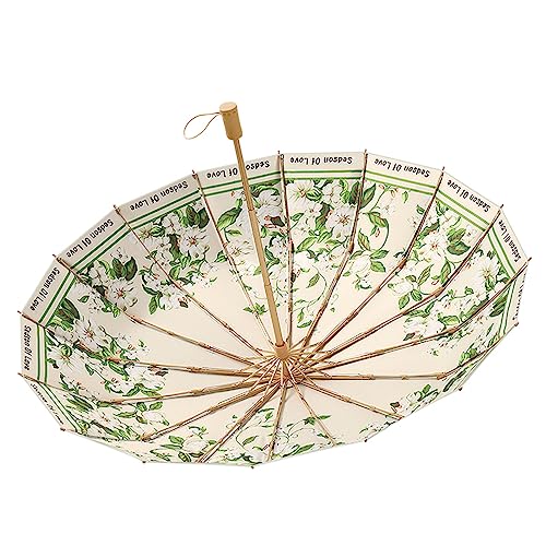 ZAKHSE Sonnenschirm Tragbar,Regenschirm UV-Schutz,Gardenia Bedruckter Regenschirm UPF 50+ Sommer Sonnenschutz Regenschirm,Taschenschirme mit 16 Rippen,Faltbarer Regenschirm Winddicht Regen Schirm-98cm von ZAKHSE