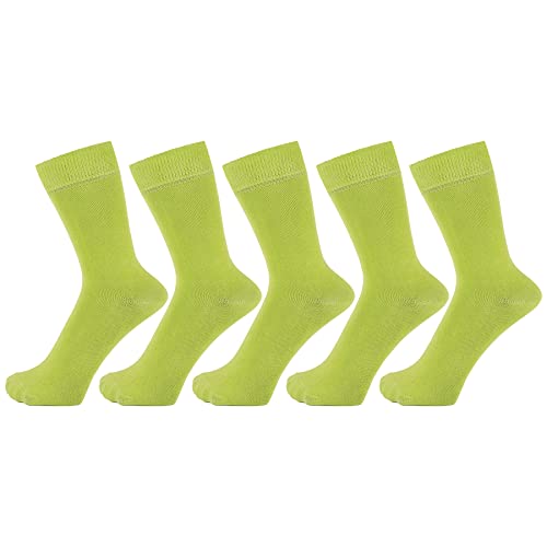 ZAKIRA Elegante Einfarbige Socken aus Feinster Gekämmter Baumwolle - 5 Pack, 36-40 (EU), Limettengrün von ZAKIRA