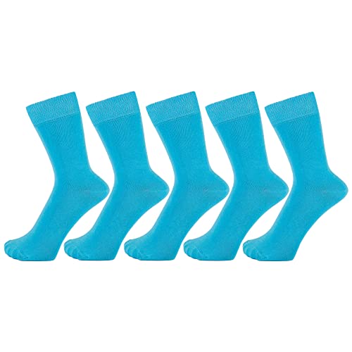 ZAKIRA Elegante Einfarbige Socken aus Feinster Gekämmter Baumwolle - 5 Pack, 36-40 (EU), Türkis von ZAKIRA