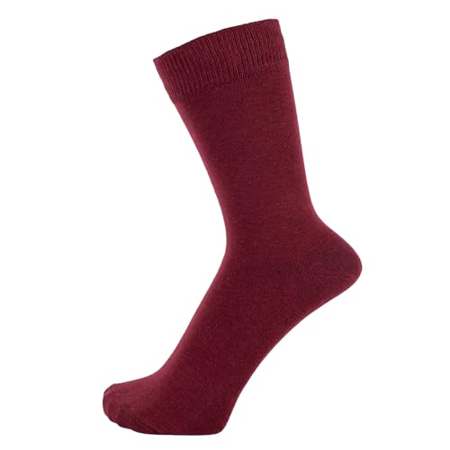 ZAKIRA Elegante Einfarbige Socken aus Feinster Gekämmter Baumwolle - 5 Pack, 40-46 (EU), Burgunder von ZAKIRA