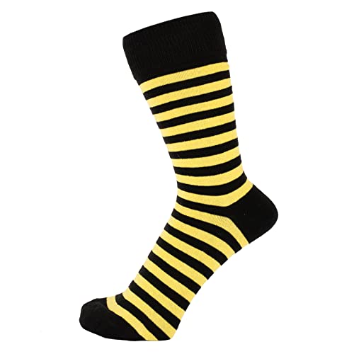 ZAKIRA Elegante Gestreifte Socken aus Feinster Gekämmter Baumwolle für Damen und Herren, 40-46 (EU), Gelb/Schwarz von ZAKIRA