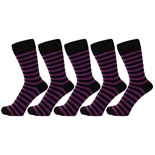 ZAKIRA Elegante Gestreifte Socken aus Feinster Gekämmter Baumwolle für Damen und Herren 5 Pack, 36-40 (EU), Lila/Schwarz von ZAKIRA