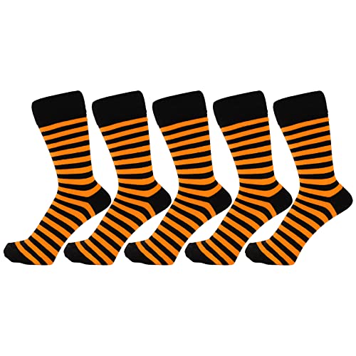 ZAKIRA Elegante Gestreifte Socken aus Feinster Gekämmter Baumwolle für Damen und Herren 5 Pack, 36-40 (EU), Orange/Schwarz von ZAKIRA