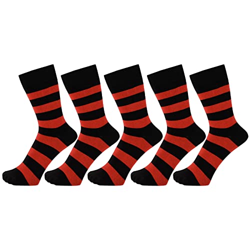 ZAKIRA Elegante Gestreifte Socken aus Feinster Gekämmter Baumwolle für Damen und Herren 5 Pack, 36-40 (EU), Rot/Schwarz von ZAKIRA