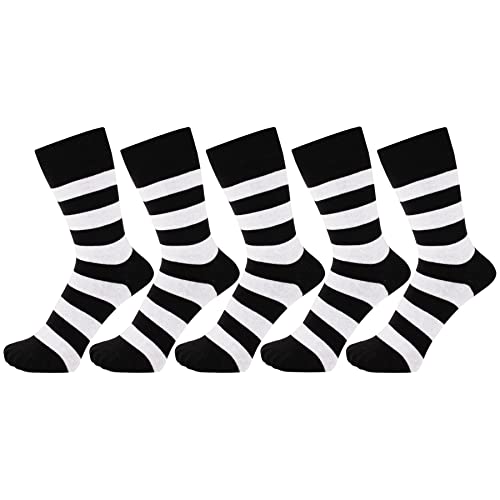 ZAKIRA Elegante Gestreifte Socken aus Feinster Gekämmter Baumwolle für Damen und Herren 5 Pack, 36-40 (EU), Weiß/Schwarz von ZAKIRA