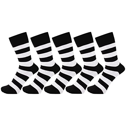 ZAKIRA Elegante Gestreifte Socken aus Feinster Gekämmter Baumwolle für Damen und Herren 5 Pack, 40-46 (EU), Weiß/Schwarz von ZAKIRA