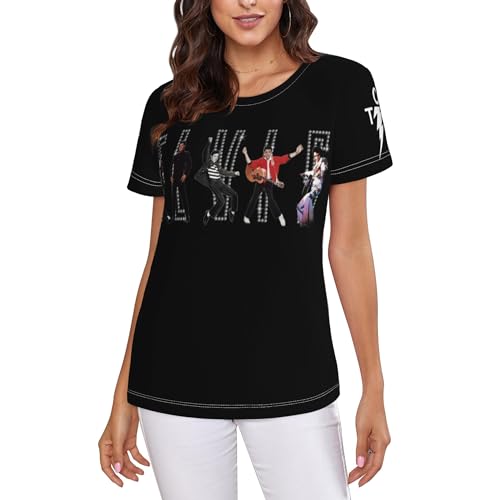 Singer Rock-Presley Damen-T-Shirt, modisch, grafisch, kurzärmelig, Rundhalsausschnitt, weiches T-Shirt, Bluse, ästhetische Streetwear, 10, Large von ZALIX