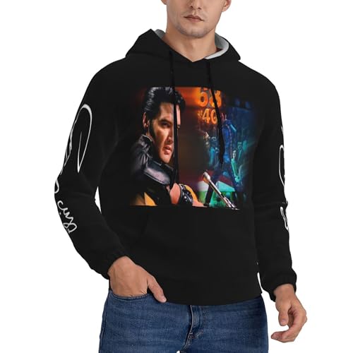 ZALIX Singer Rock-Presley Kapuzenpullover für Herren, Hip-Hop-Kapuzenpullover, modische Grafiken, Kapuzen-Sweatshirt, ästhetischer Langarm-Pullover, 2, XXL von ZALIX