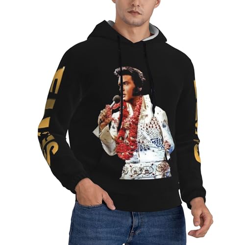 ZALIX Singer Rock-Presley Kapuzenpullover für Herren, Hip-Hop-Kapuzenpullover, modische Grafiken, Kapuzen-Sweatshirt, ästhetischer Langarm-Pullover, 5, M von ZALIX