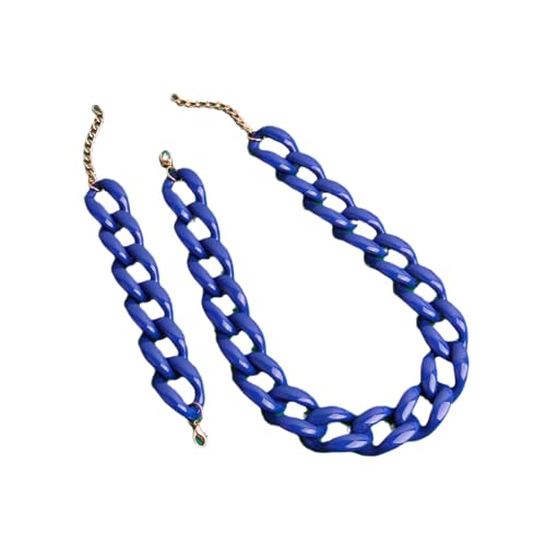 Acryl Candy Farbe Schlüsselbein Gliederkette Halskette Set mit Schnalle, Halskette, Armband, Einstellbarer Dünner Schmuck für Frauen, Blau Acryl Candy Farbe Schlüsselbein Gliederkette Halskette Set mit Schnalle, Halskette, Armband, Einstellbarer Dünner Schmuck für Frauen, Blau von ZALTAS