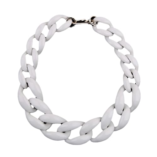 Acryl-Halskette, übertriebene Schlüsselbeinkette, übergroße Halskette, Zubehör, Büroklammer-Glieder-Halskette, mehrfarbig, Kunstharz, klobige Gliederkette, Hip-Hop-Punk-Halskette, T von ZALTAS