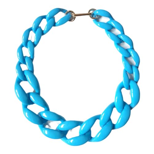 Acryl-Halskette, übertriebene Schlüsselbeinkette, übergroße Halskette, Zubehör, Büroklammer-Glieder-Halskette, mehrfarbig, Kunstharz, klobige Gliederkette, Hip-Hop-Punk-Halskette F von ZALTAS