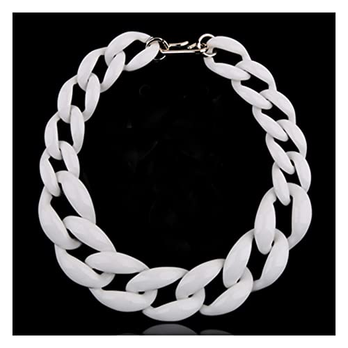 Acryl-Halskette, übertriebene Schlüsselbeinkette, übergroße Halskette, Zubehör, Büroklammer-Glieder-Halskette, mehrfarbig, Kunstharz, klobige Gliederkette, Hip-Hop-Punk-Halskette W von ZALTAS