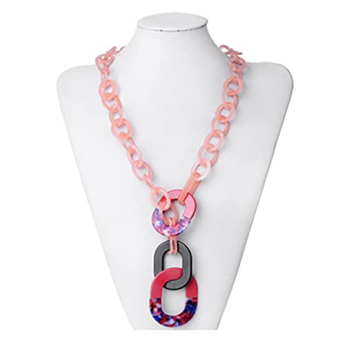 Acryl-Halsketten für Damen, lange Harz-Kette, Anhänger, klobige Halskette, groß, übertriebener Pulloverkette, Hip-Hop-Schmuck, personalisierbar, übertriebener Pullover-Schmuck E von ZALTAS