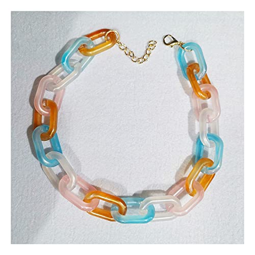 Acryl-Schlüsselbein-Kette, modische Damen-Halskette, mehrfarbig, Acrylharz-Kette, Orange von ZALTAS