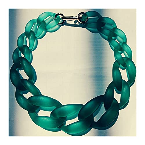 Acryl Schlüsselbein Kette Dicke Halskette Damen Kurze Frosted Halskette mit Anhänger für Männer Modeschmuck Cyan von ZALTAS