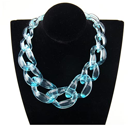 Acryl Transparent Schlüsselbein Kette Übertriebene Kette Dicke Halskette Damen Kurze Halskette Mode Harz Kette Halskette Blau von ZALTAS