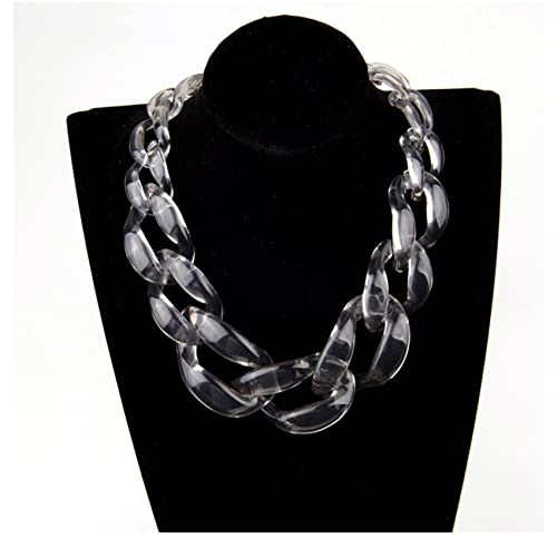 Acryl Transparent Schlüsselbein Kette Übertriebene Kette Dicke Halskette Damen Kurze Halskette Mode Harz Kette Halskette Grau von ZALTAS