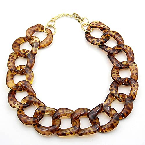 Acrylkette, Schlüsselbeinkette, Leopardenring, Schnalle, Halskette, vielseitige Harzkette, Persönlichkeit, rauer Modeschmuck, Geschenk, Braun von ZALTAS